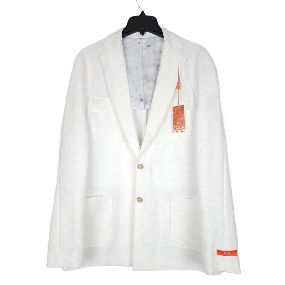 Tallia Mens Slim Fit Sport Coat Blazer 44L White Lightweight Boxy Raglan NWT - Picture 1 of 6